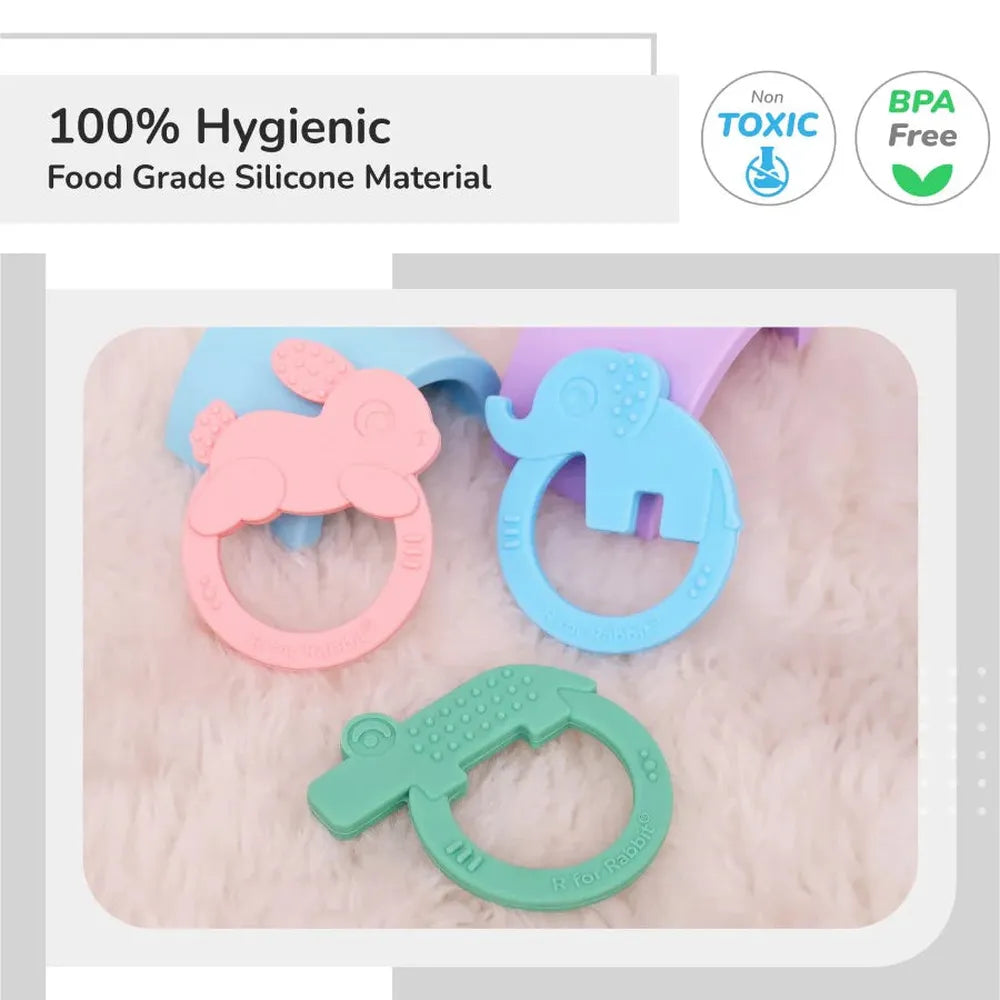 R for Rabbit Pack of 3 Silicone Teethers - Tiny Bites Zoobie