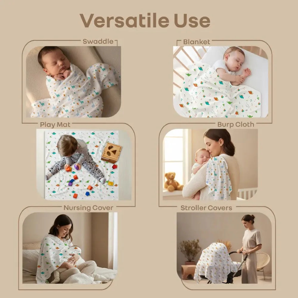 R for Rabbit Cuddlez 100% Muslin Baby Swaddle for Newborns (Pack of 3)