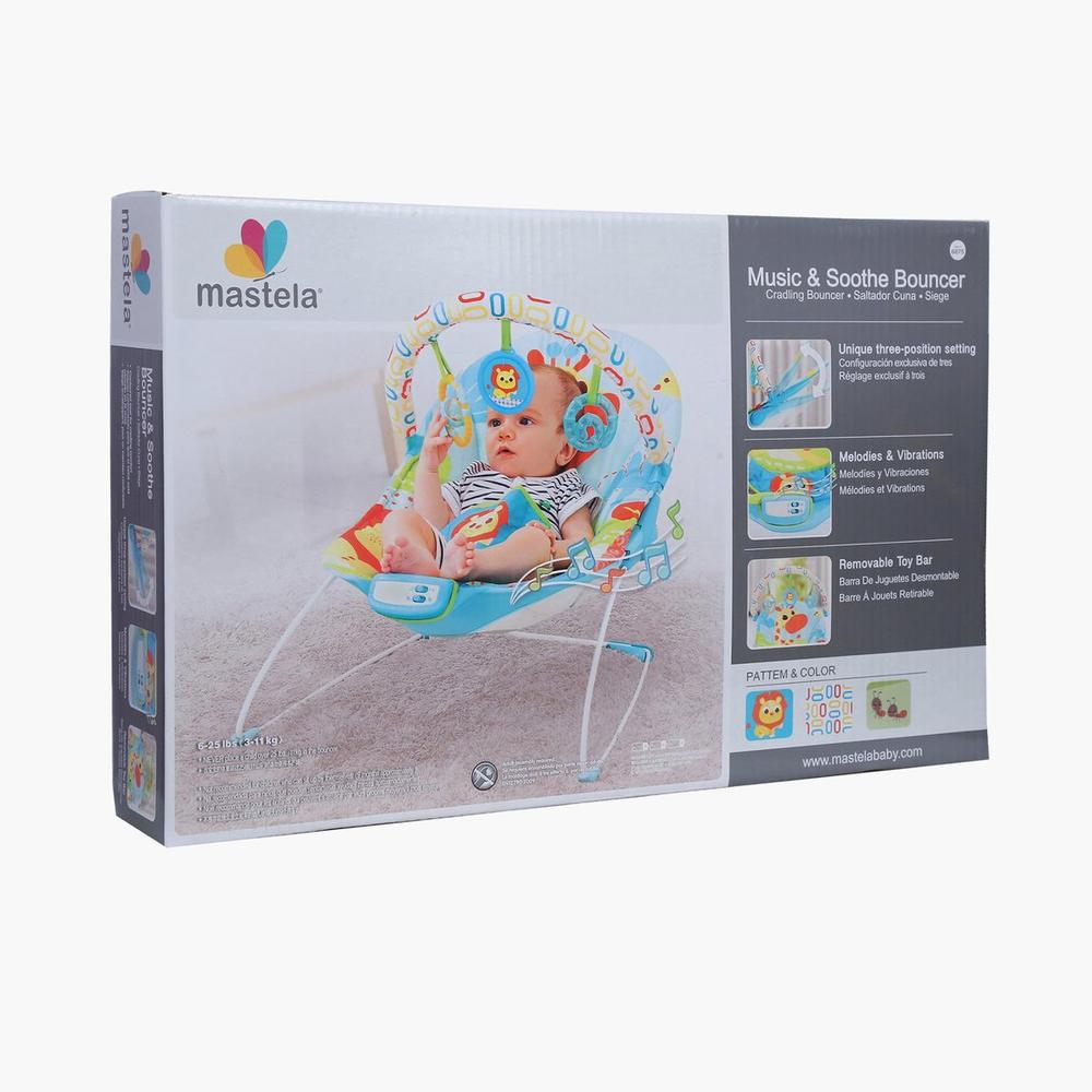 Mastela Music & Soothe Bouncer/Rocker Chair | 3 Position Setting, Melodies & Vibrations & Removable Toy Bar