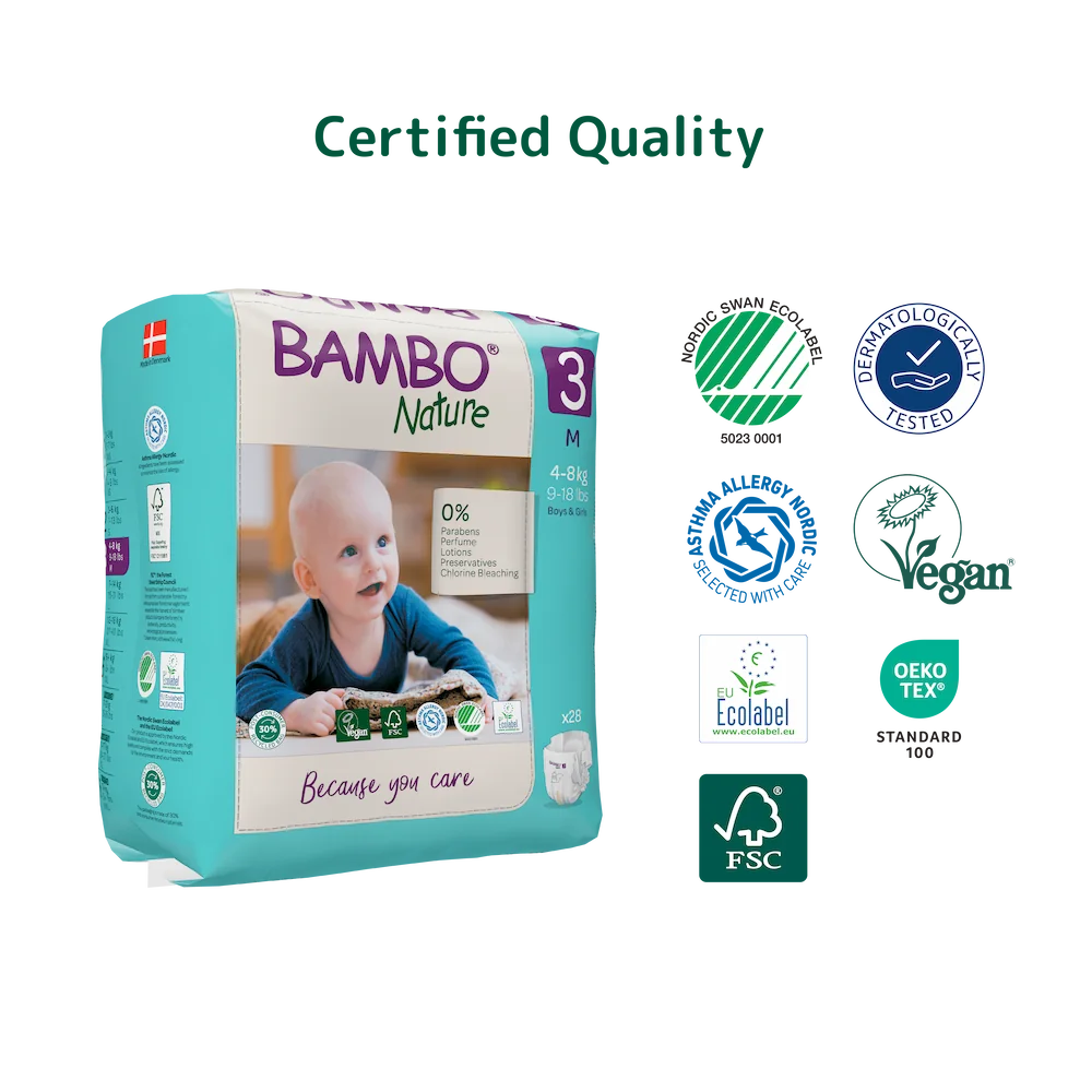 Bambo Nature (3-M) Diapers | 28 Diapers | 4-8 Kg | 9-18 lbs