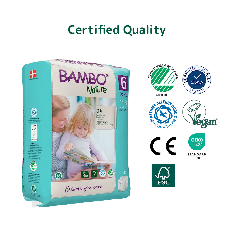 Bambo Nature (6-XXL) Diapers | 20 Diapers | 16+ Kg | 35+ lbs