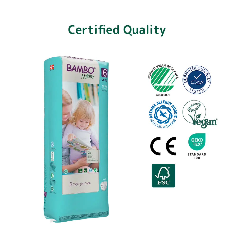 Bambo Nature (6-XXL) Diapers | 40 Diapers | 16+ Kg | 35+ lbs