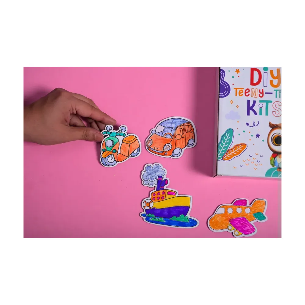 Ilearnngrow Teeny Tiny Transport Theme DIY Fridge Magnet Kit - Set of 4 Fridge Magnet