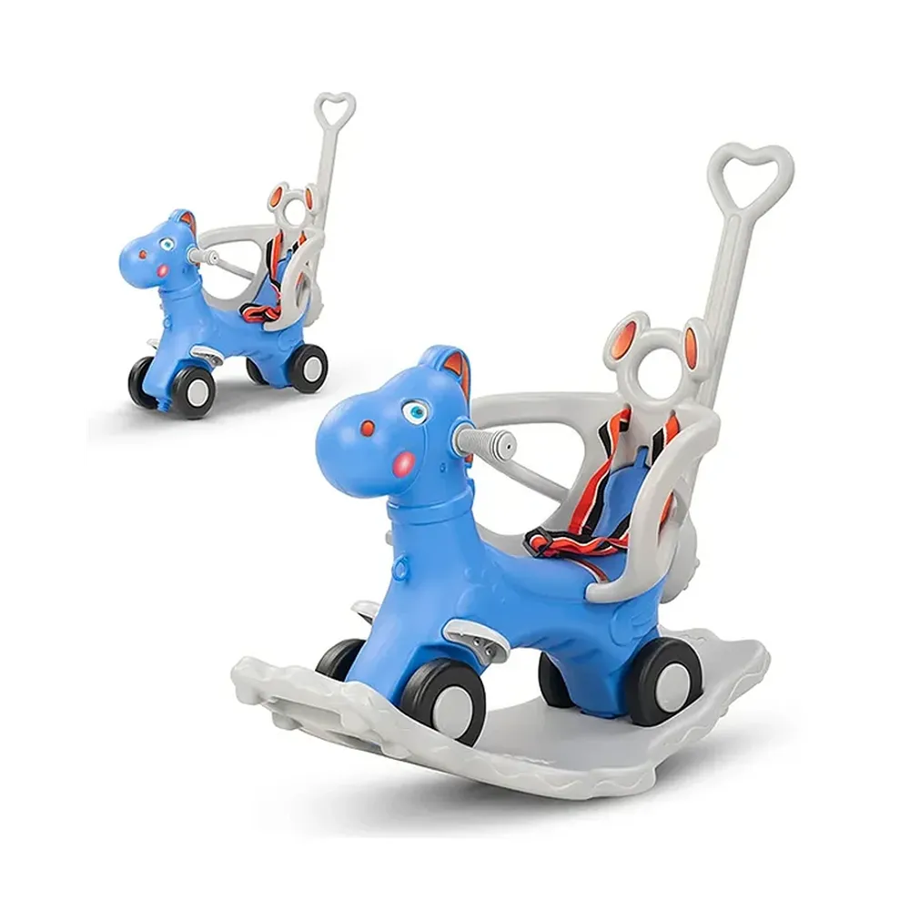 Clever Fox 2 in 1 Rocker Horse with Push Ride-On | Parental Handle, Light & Honk , Safety Belt (1-3 Years)