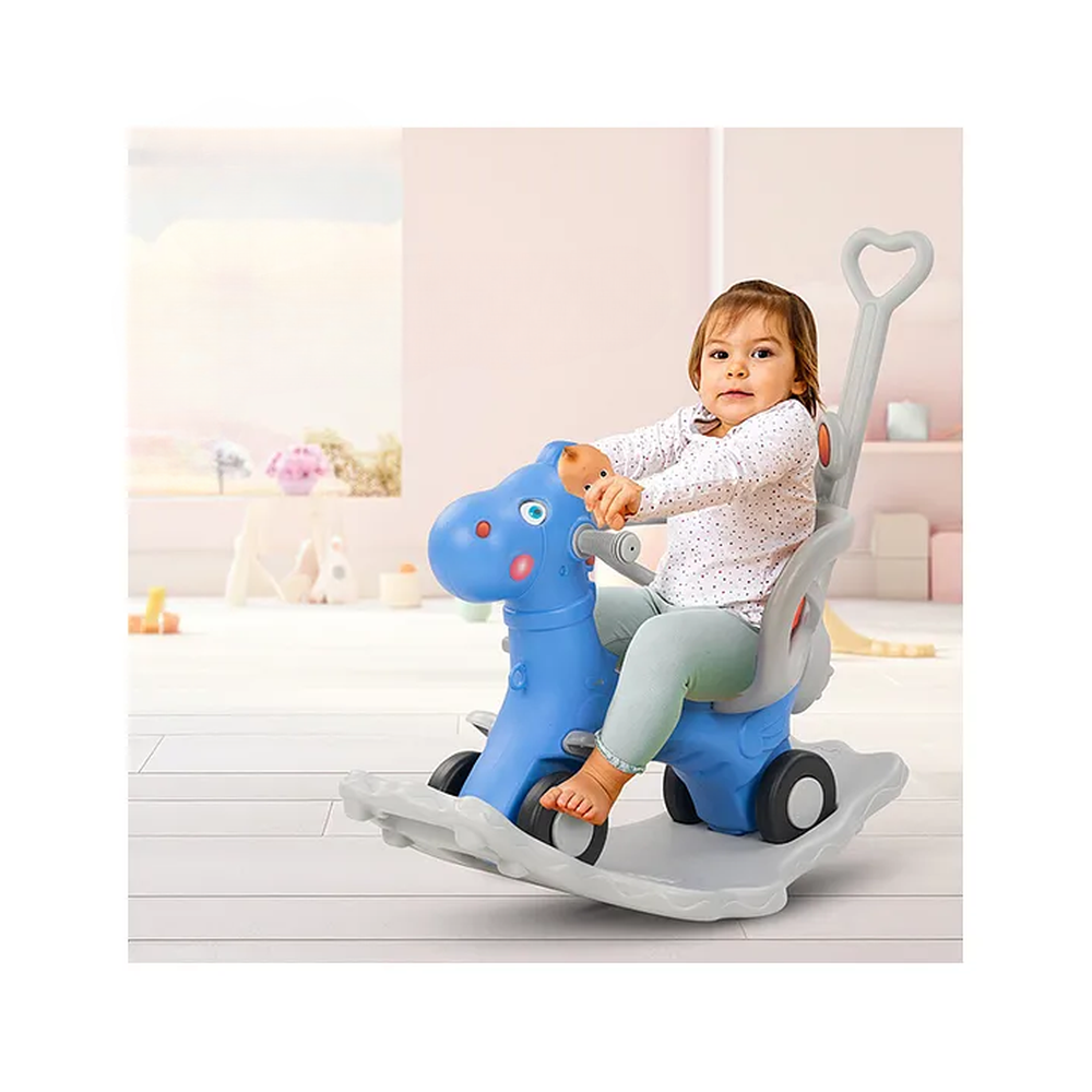 Clever Fox 2 in 1 Rocker Horse with Push Ride-On | Parental Handle, Light & Honk , Safety Belt (1-3 Years)