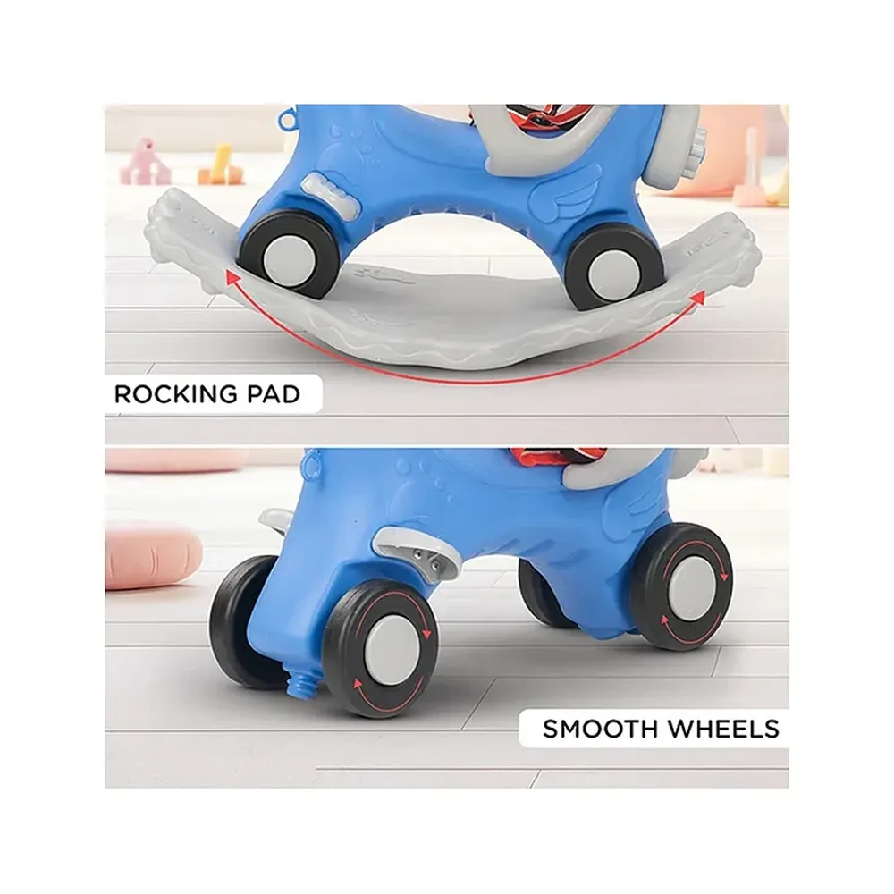 Clever Fox 2 in 1 Rocker Horse with Push Ride-On | Parental Handle, Light & Honk , Safety Belt (1-3 Years)