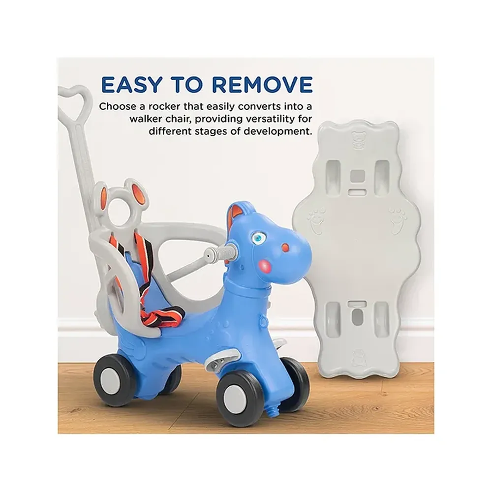 Clever Fox 2 in 1 Rocker Horse with Push Ride-On | Parental Handle, Light & Honk , Safety Belt (1-3 Years)