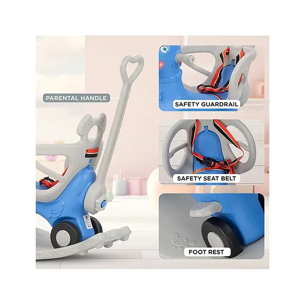 Clever Fox 2 in 1 Rocker Horse with Push Ride-On | Parental Handle, Light & Honk , Safety Belt (1-3 Years)