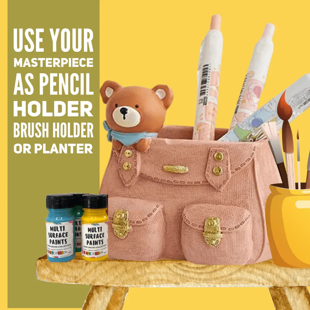 Craftopedia DIY Paint Your Own Ceramic Mini Bag Vase Bear