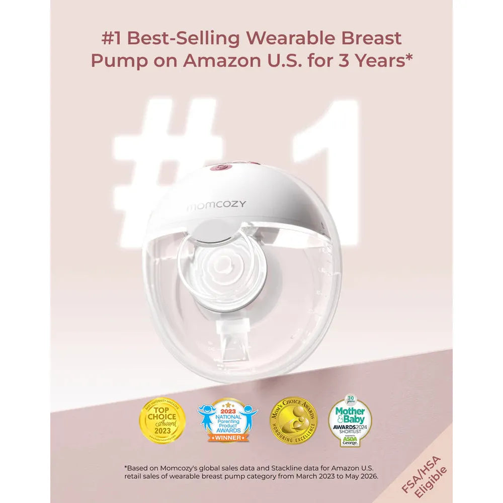 Momcozy M5 Wearable Breast Pump | 3 Modes & 9 Levels Electric Pump, Soft Double-Sealed Flange 24mm