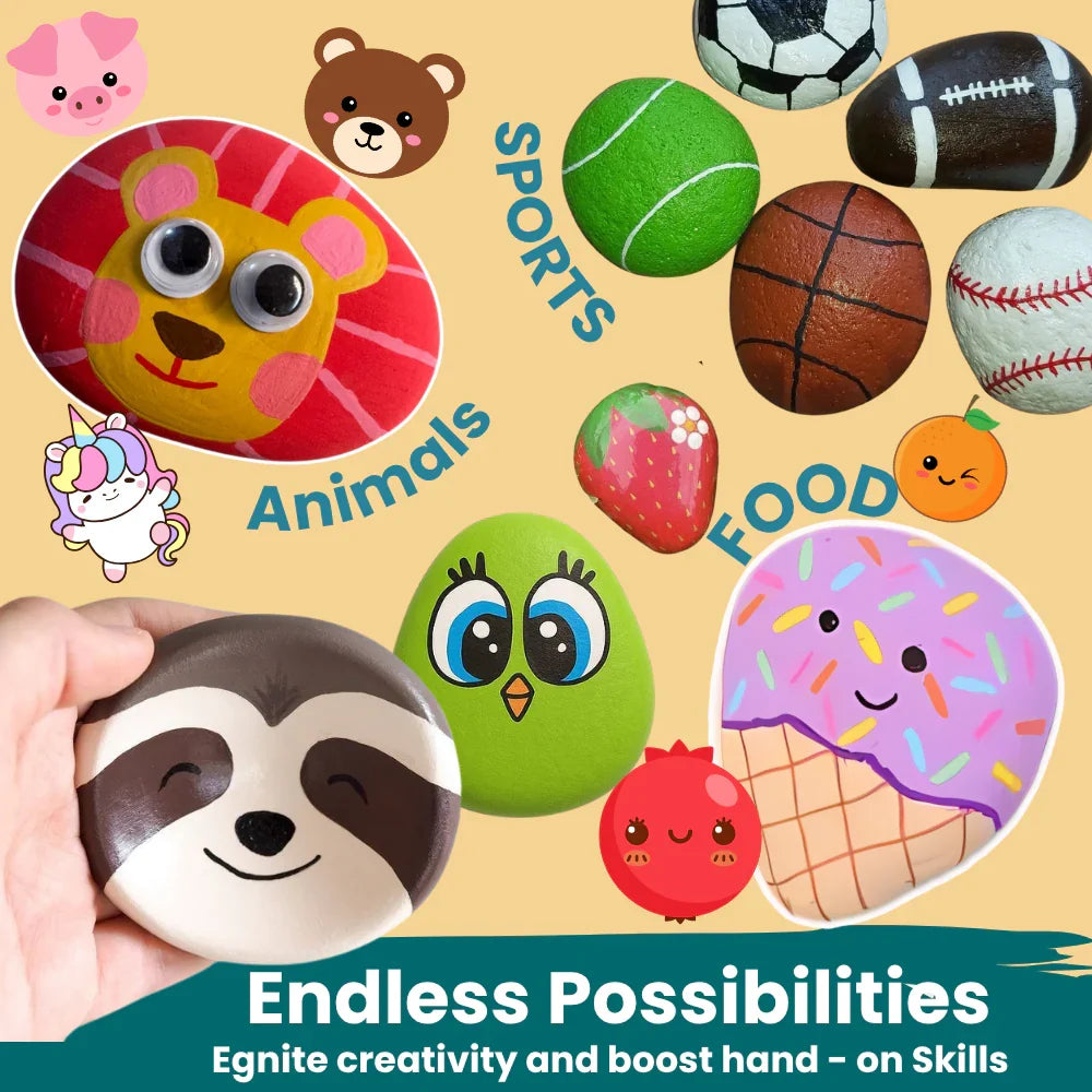 Craftopedia Rock Painting Kit With Photo Holder and Googly Eyes