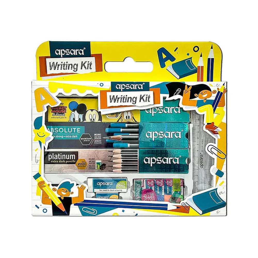 Apsara Writing Kit - 3 Packs of Pencils, 6 Erasers, 2 Sharpeners, 1 Scale