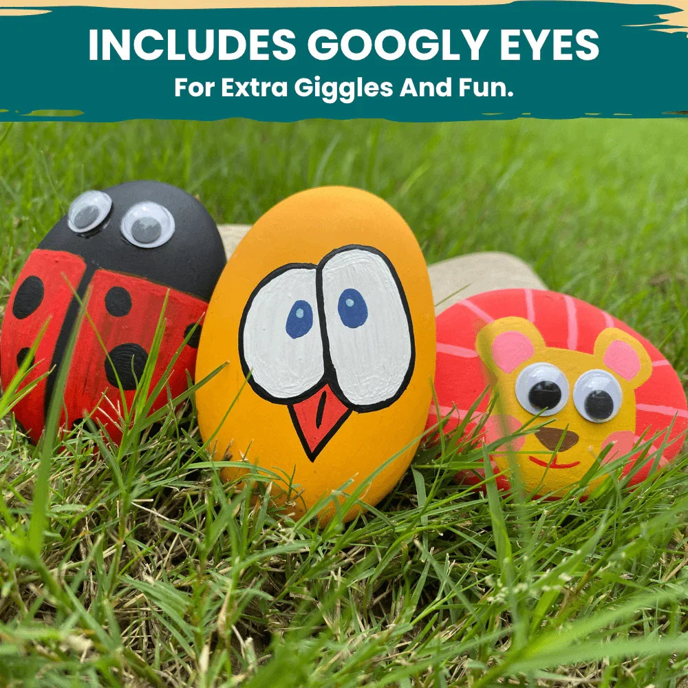 Craftopedia Rock Painting Kit With Photo Holder and Googly Eyes
