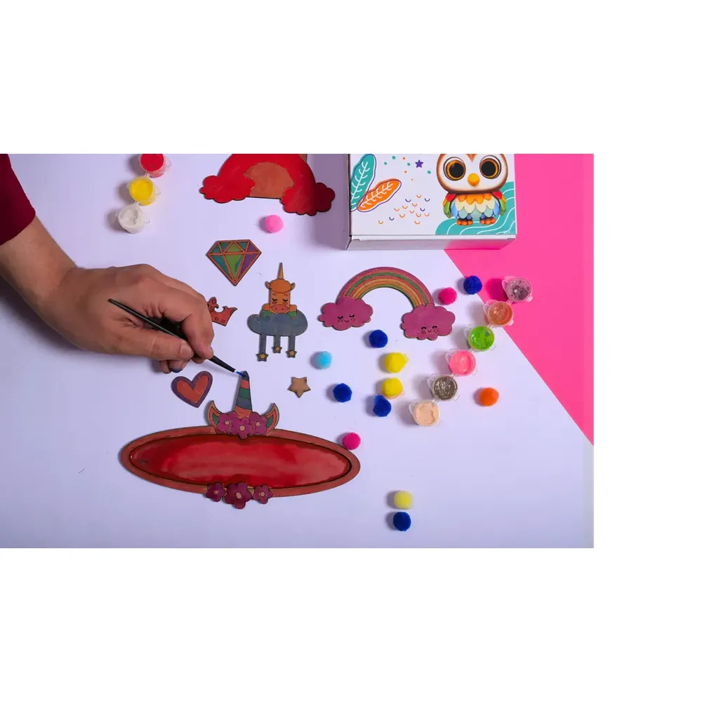 Ilearnngrow Teeny Tiny DIY Unicorn Name Plate Kit & Door Knob Craft Kit