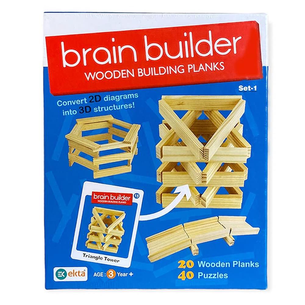 Ekta Wooden Brain Builder Building Planks | Set 1 (5-8 Years)