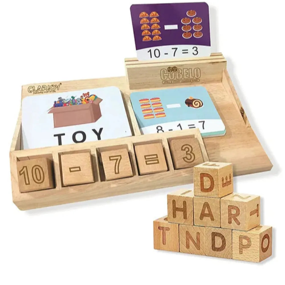 Clapjoy Cubello Learn & Play: Math and Word Flash Card Game (3-7 Years)