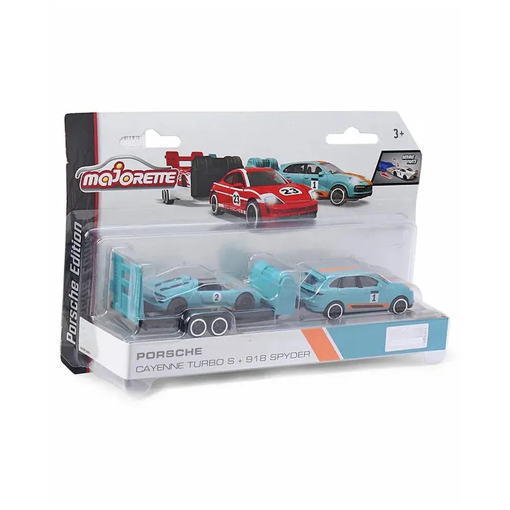 Original Licensed Majorette Diecast Porsche Cayenne Turbo S + 918 Spyder Car