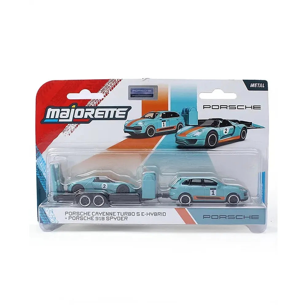 Original Licensed Majorette Diecast Porsche Cayenne Turbo S + 918 Spyder Car