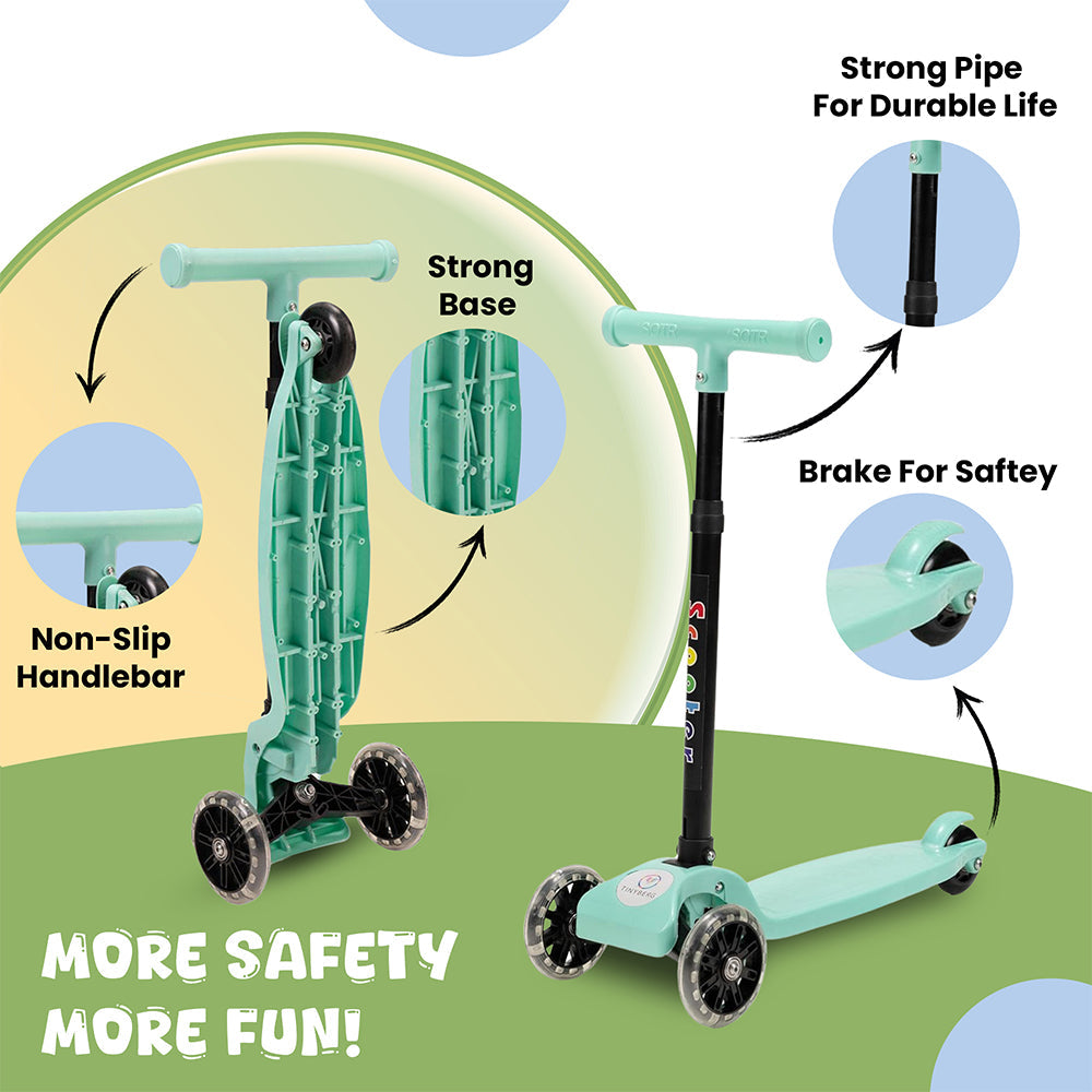 Tinyberg Kids Scooter with LED Wheels, Adjustable Height & Foot Brake | Vroom Vroom