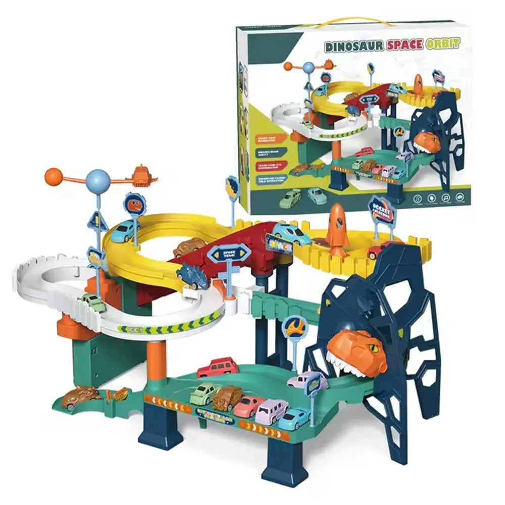 Kidology Space Themed Dinosaur Race Car Track Set