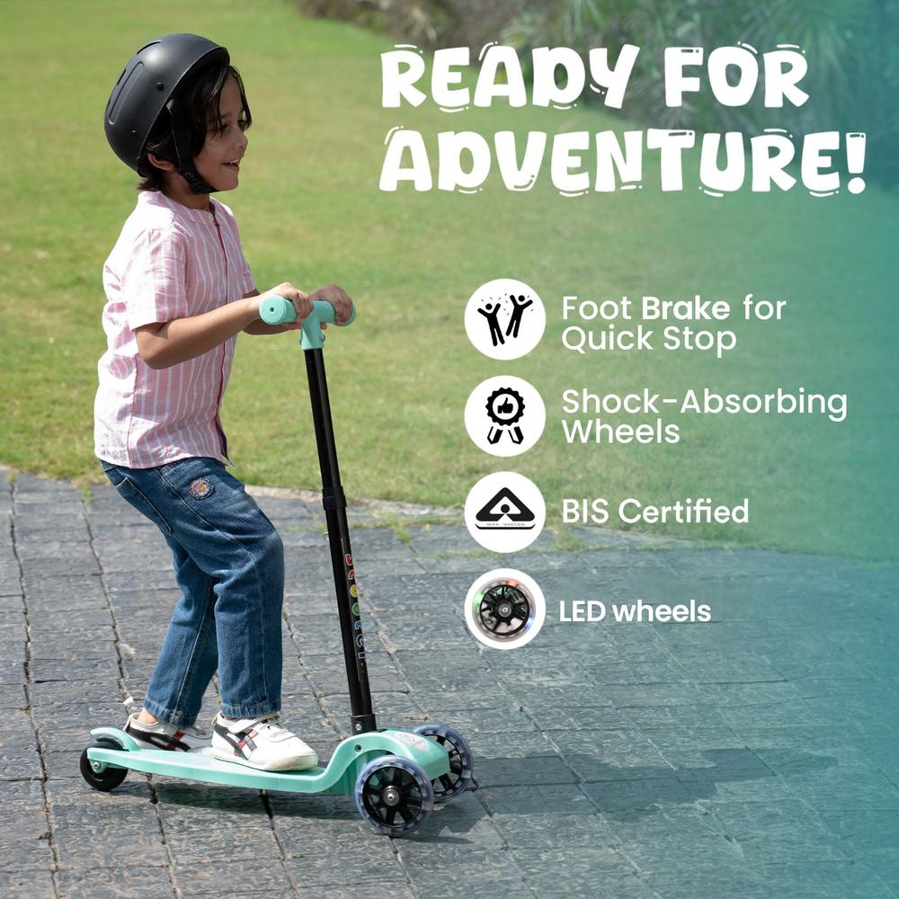 Tinyberg Kids Scooter with LED Wheels, Adjustable Height & Foot Brake | Vroom Vroom