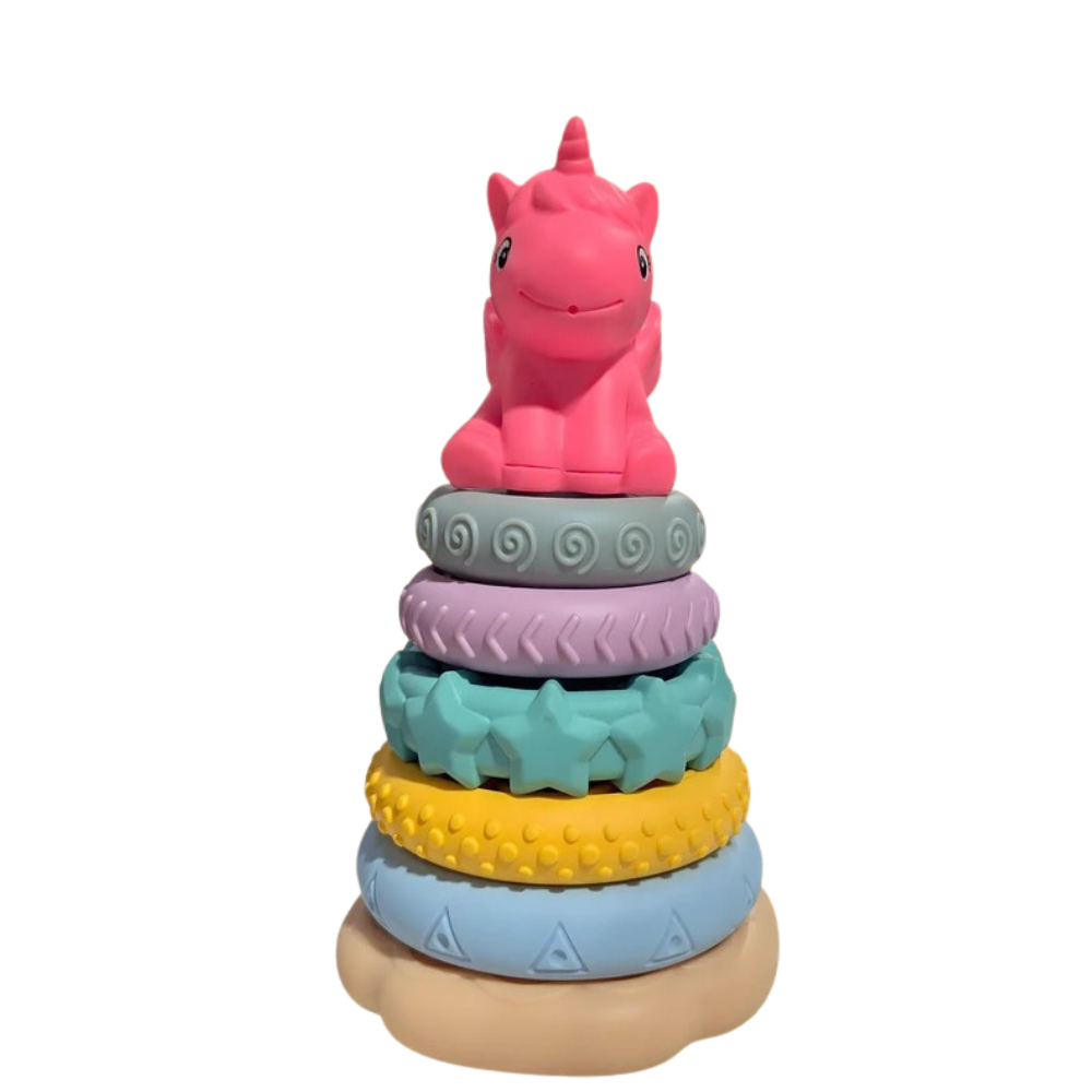 Woot Hoot Ring-A-Roos Soft Stacker with Magical Unicorn - Chewable