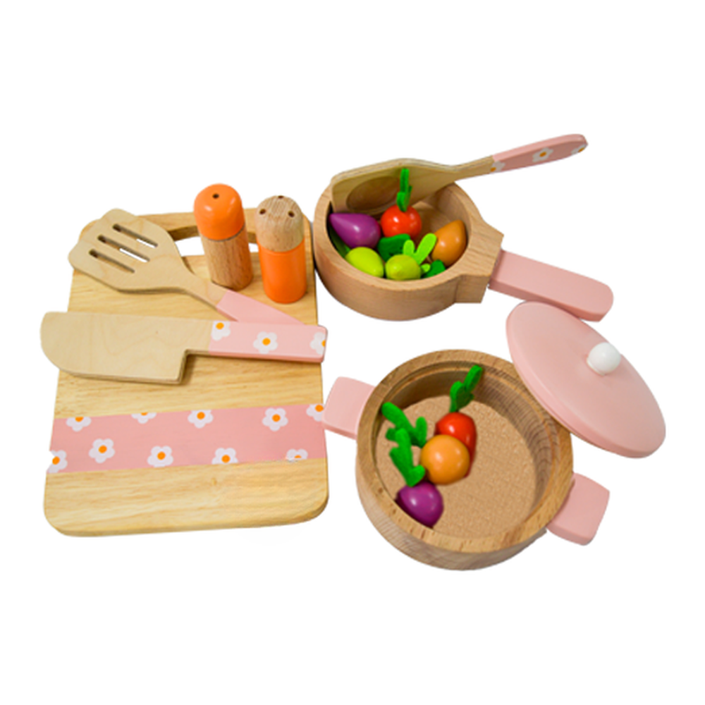 Playbox 17 Pieces Grill & Chill Cooking Kit - Fun Wooden Playset (3-7 Years)