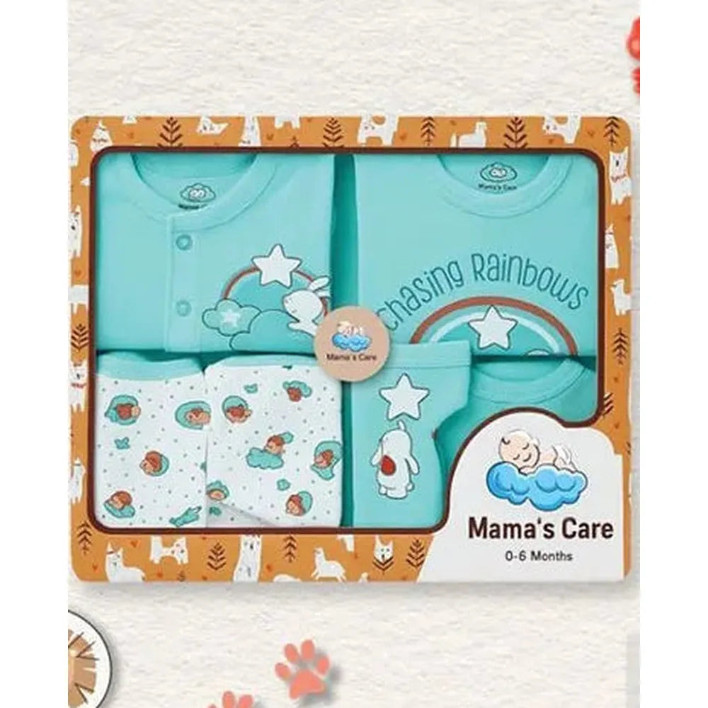 Mama's Care 100% Cotton Gift Set - Pack of 10+1 Teether Cum Rattle | Chasing Rainbow