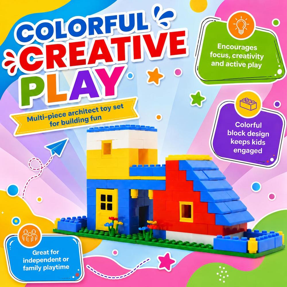Peacock Toys & Games 235 Pieces Construction & Building Block House Architect Game