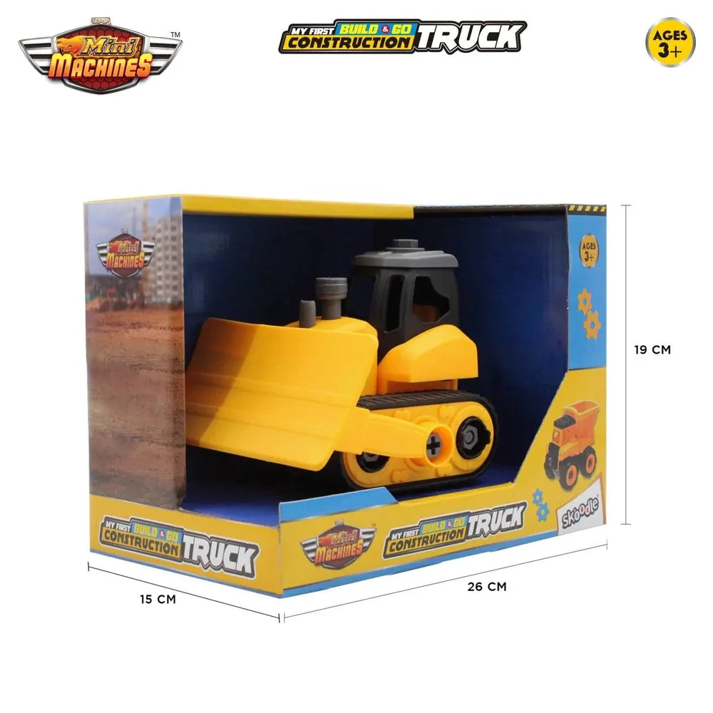 Skoodle Mini Machines Build & Go Bulldozer Truck - Yellow