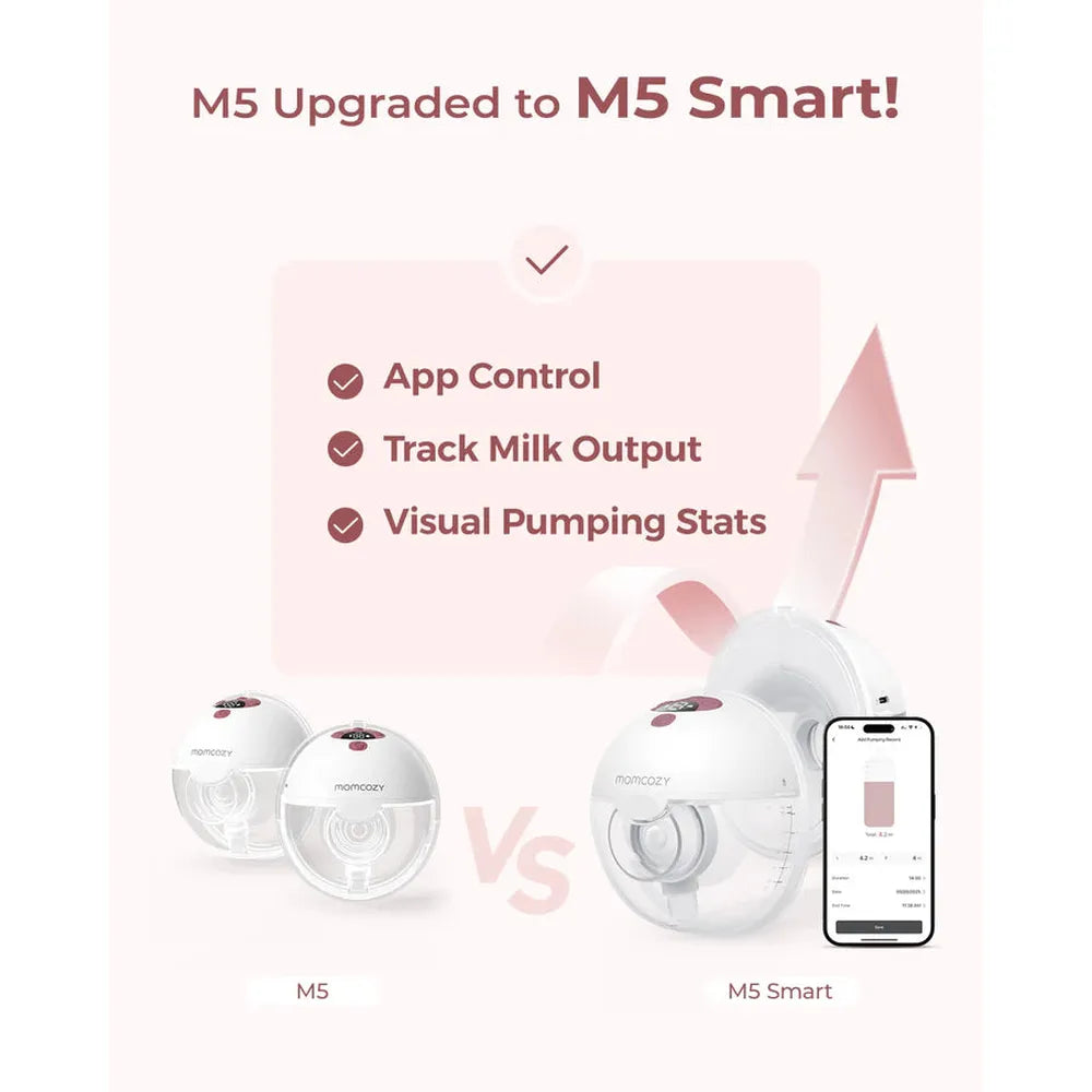 Momcozy M5 Wearable Breast Pump | 3 Modes & 9 Levels Electric Pump, Soft Double-Sealed Flange 24mm