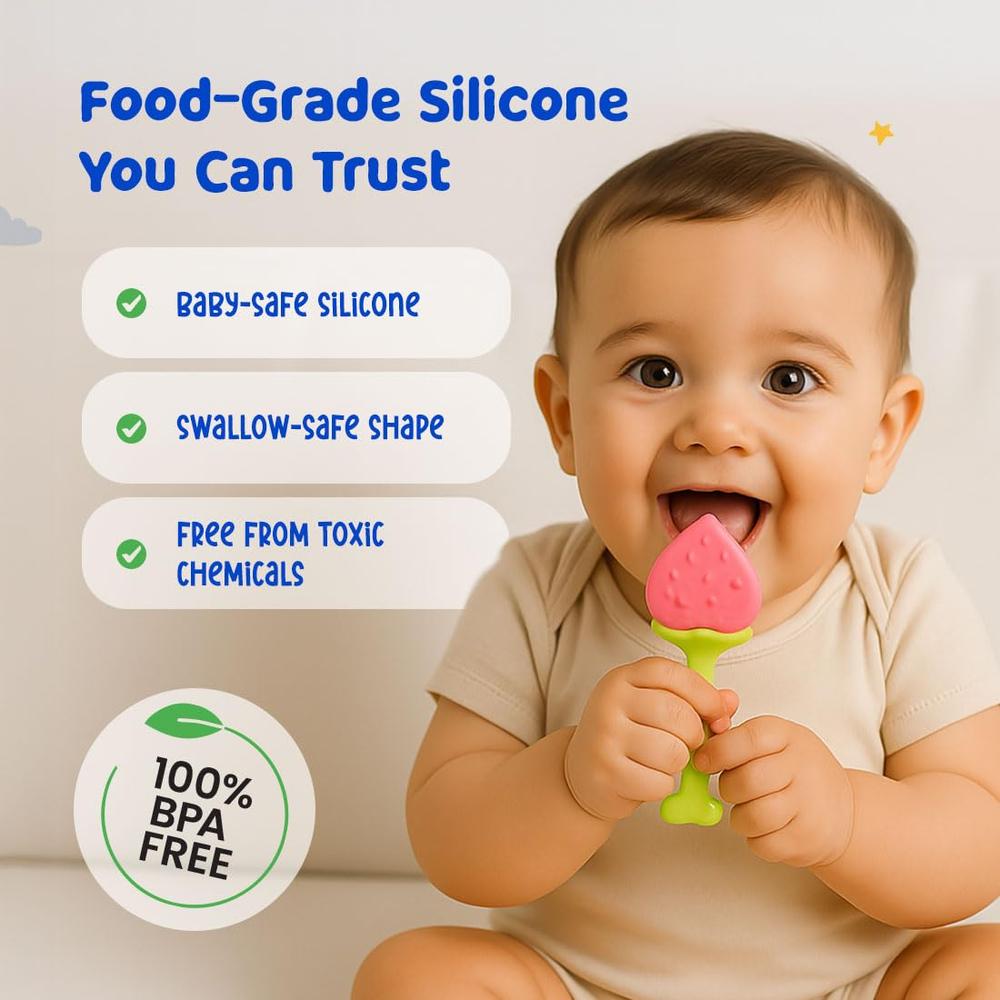 Bumtum Pack of 2 Soft Silicone Baby Teether (Fruit Shape)