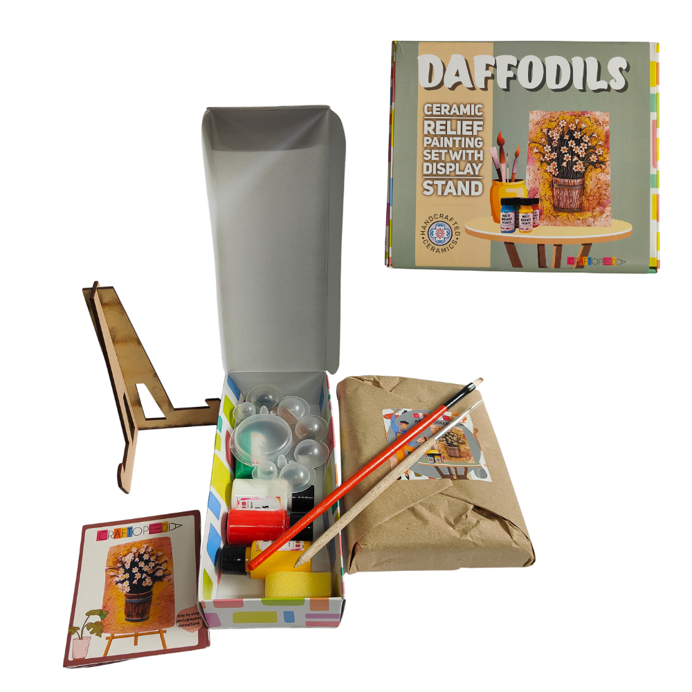 Craftopedia DIY Ceramic Relief Painting - Daffodils (6-10 Years)