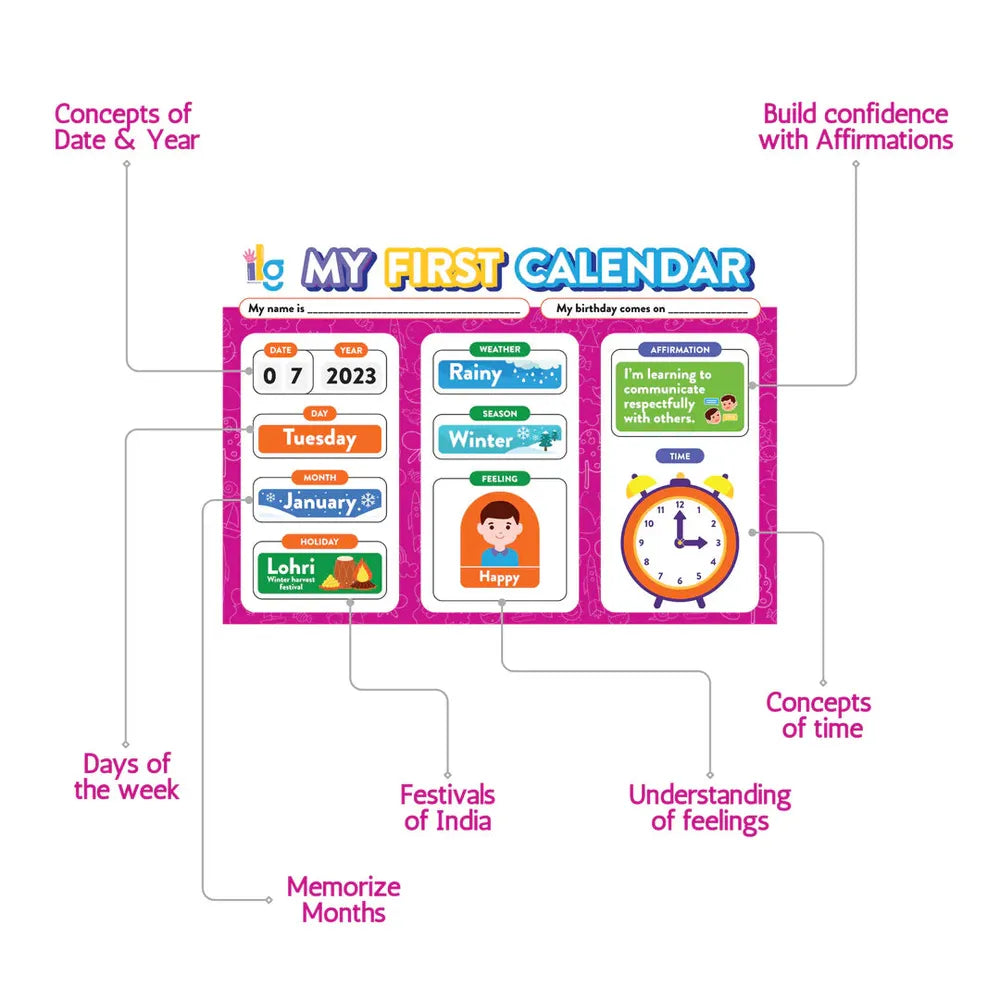 Ilearnngrow My First Home Calendar - Fun & Interactive Calendar for Kids