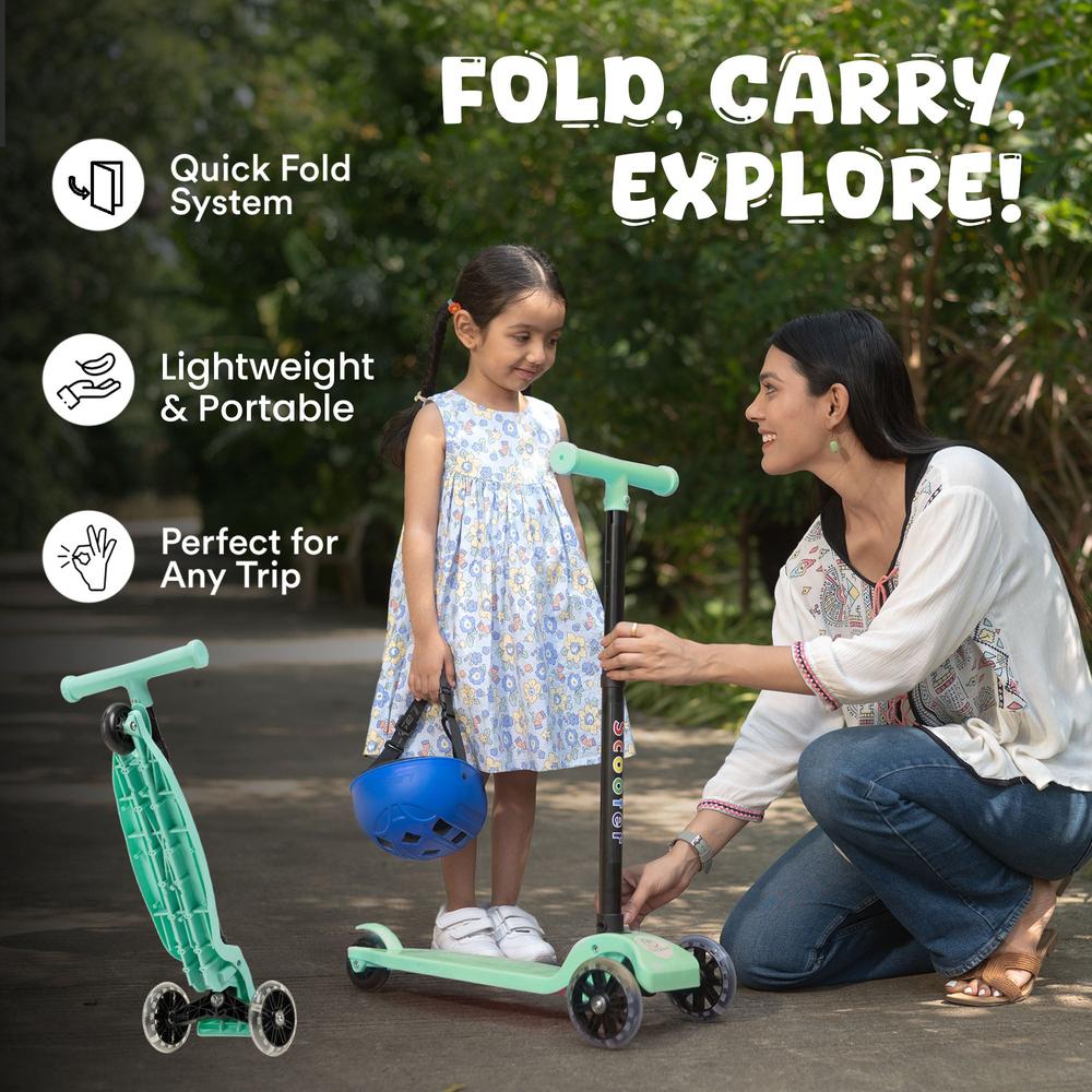Tinyberg Kids Scooter with LED Wheels, Adjustable Height & Foot Brake | Vroom Vroom