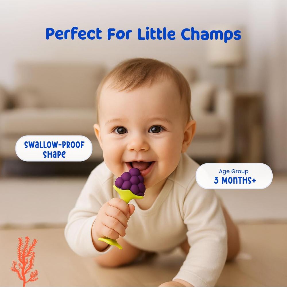 Bumtum Pack of 2 Soft Silicone Baby Teether (Fruit Shape)