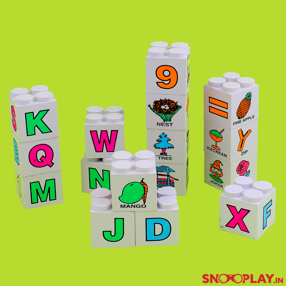 Girnar Educational Puzzle Bucket - Learn Words, Numbers, Animals, Build Blocks (2-5 Years)
