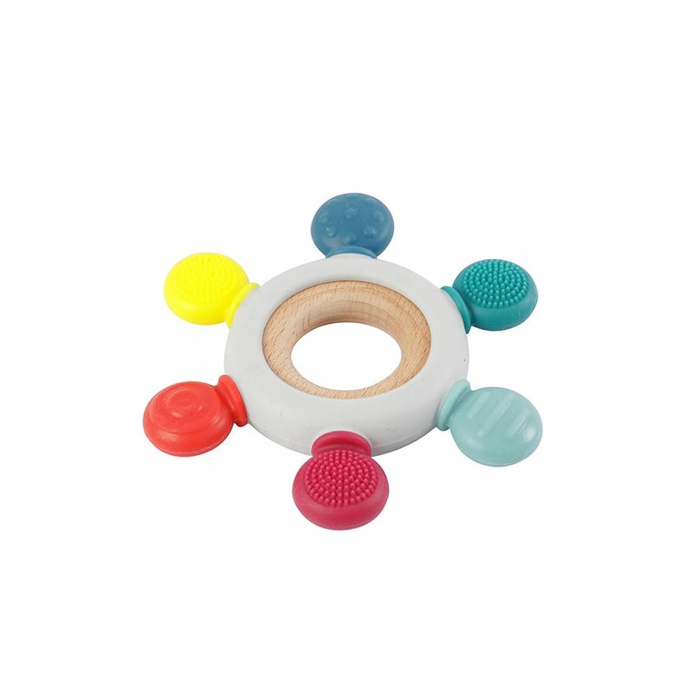 Little Ginnie Wooden Baby Teether Ring | Soft Silicone, BPA-Free