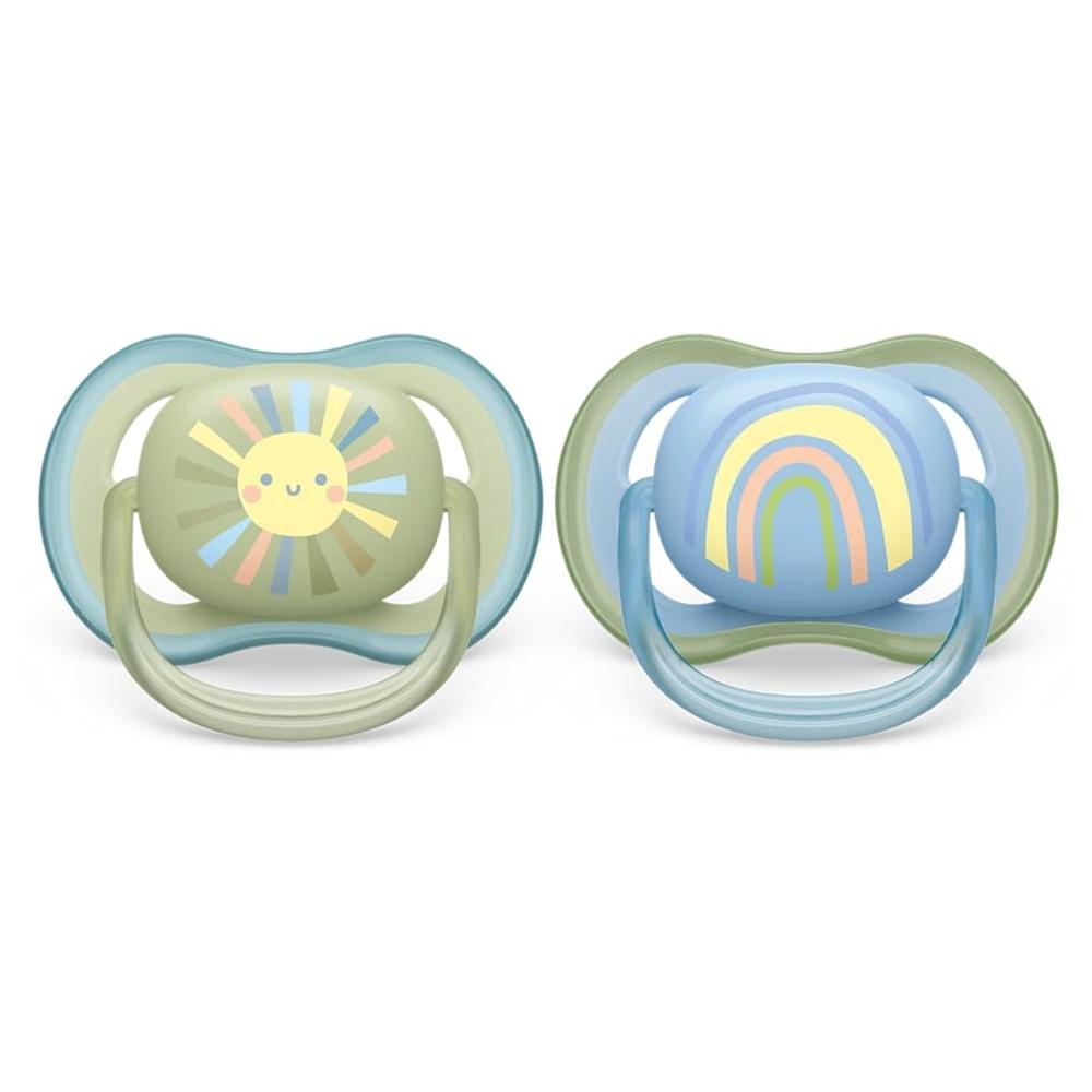 Philips Avent Ultra Air Pack of 2 Soother | Light, BPA-Free with Steriliser Carry Case (SCF085/58)