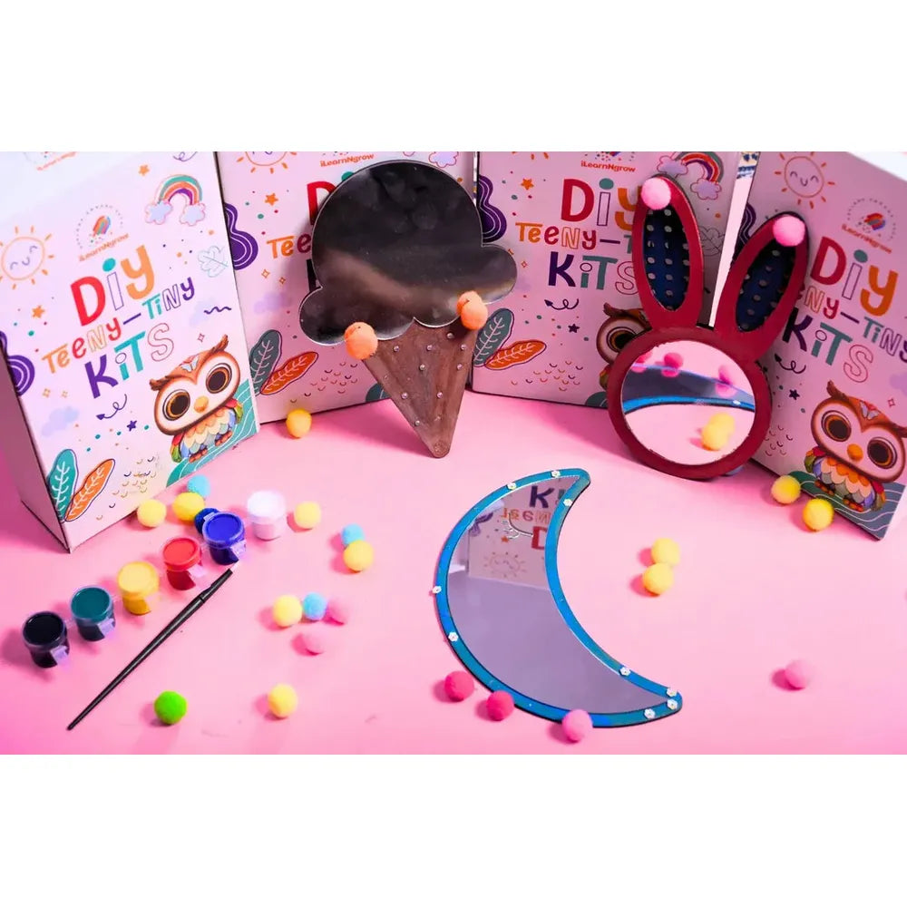 Ilearnngrow Teeny Tiny DIY Mirror Decorating Kit for Kids – Set of 3 Creative Craft Set