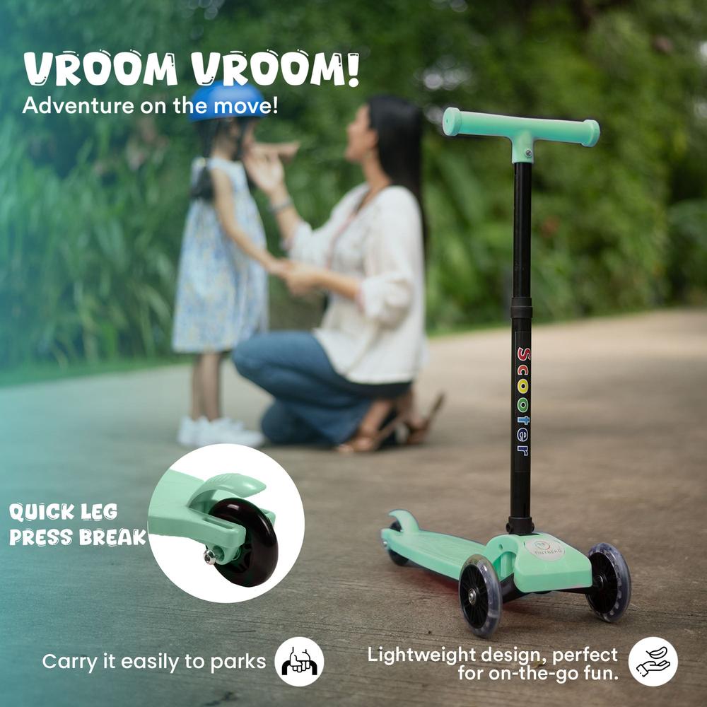 Tinyberg Kids Scooter with LED Wheels, Adjustable Height & Foot Brake | Vroom Vroom