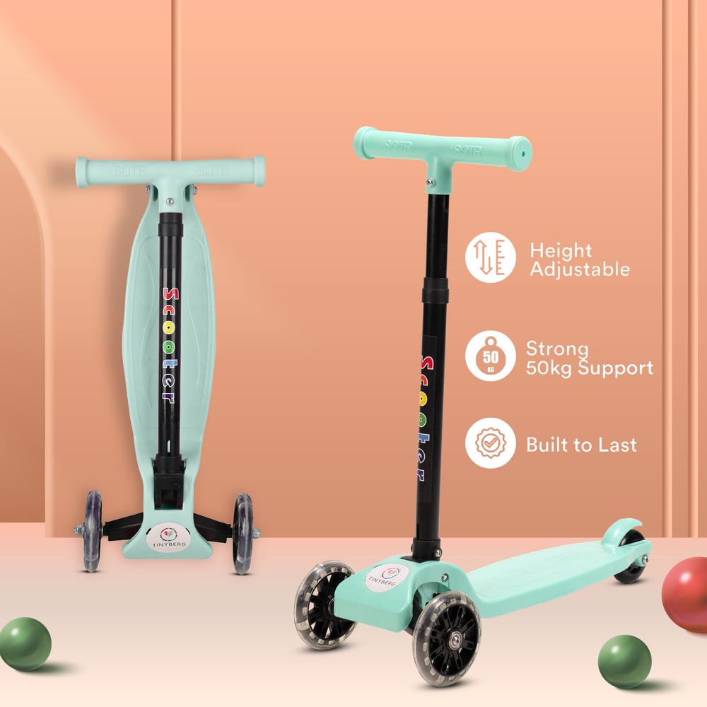 Tinyberg Kids Scooter with LED Wheels, Adjustable Height & Foot Brake | Vroom Vroom