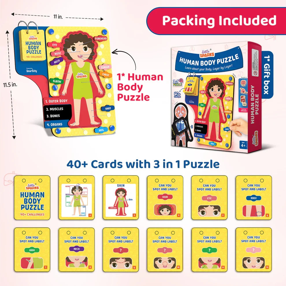 Little Sparks 3-in-1 Human Body Puzzle - 40+ Challenges Puzzle