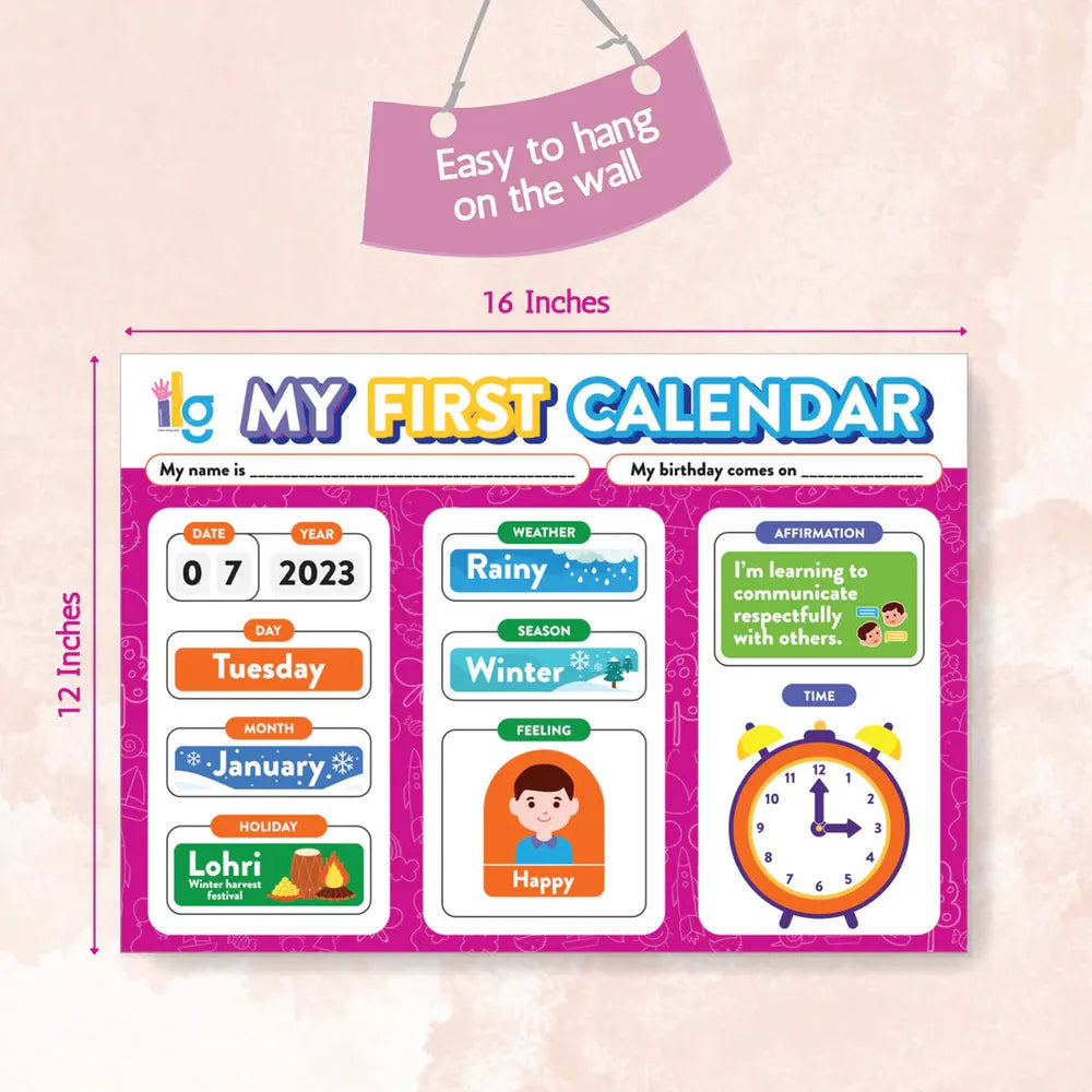 Ilearnngrow My First Home Calendar - Fun & Interactive Calendar for Kids