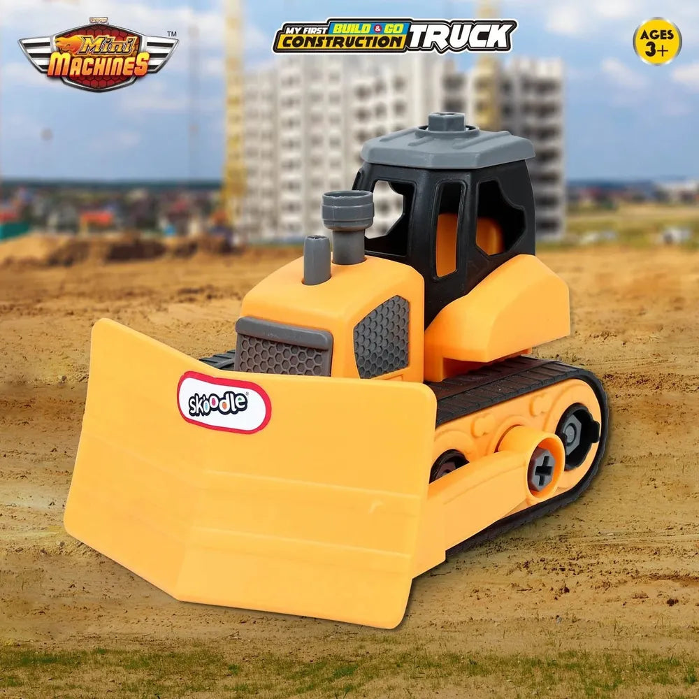 Skoodle Mini Machines Build & Go Bulldozer Truck - Yellow