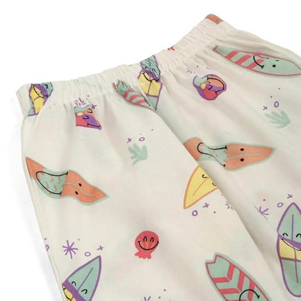 Little Ginnie Night Suit - Pajama Set | White