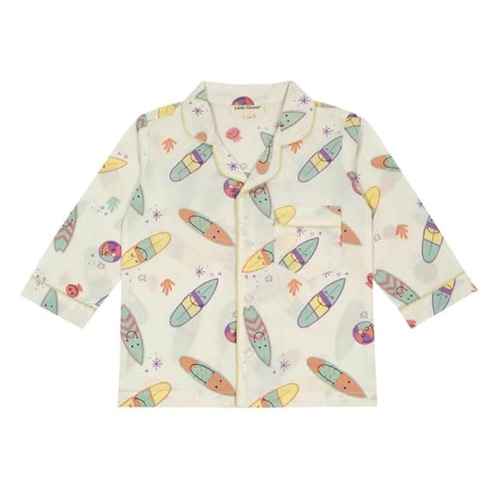 Little Ginnie Night Suit - Pajama Set | White