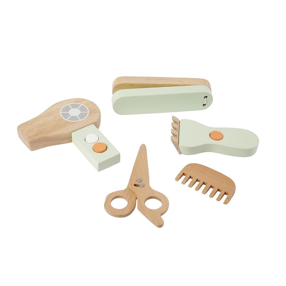 Little Ginnie Baby Grooming Pretend Playset - Wooden Hair Dryer, Straightener, Trimmer, Scissors & Comb