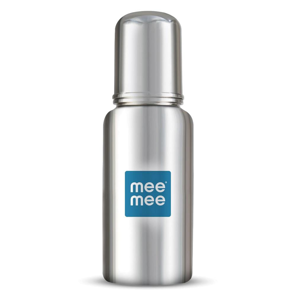 Mee Mee Premium Steel Feeding Bottle with Easy Flow Nipple - 240ml | L Size | SS304