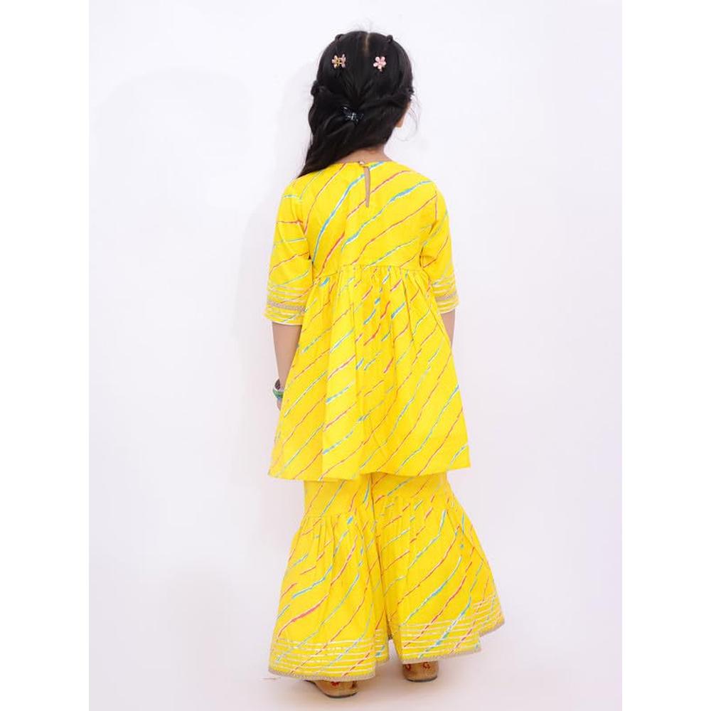 Little Ginnie Anarkali Sharara Set - Yellow | Traditional Ethnic Wear